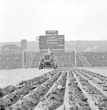 Huddersfield Town football ground under the plough.