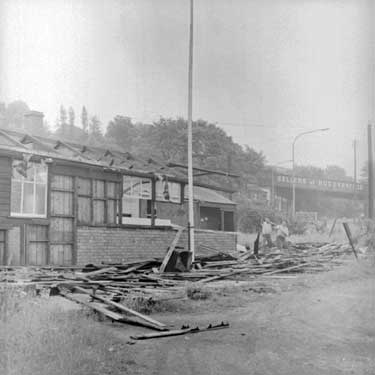 Huddersfield and Union Pavilion being pulled down.