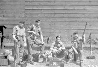 National Service, Germany - soldiers with rifles and ammunition boxes