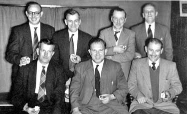 Shelley F.C., Committee displaying medals following presentation by players as token of appreciation for their success in 1960/61