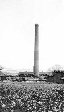Felling of Brook House Mill chimney, Shelley.