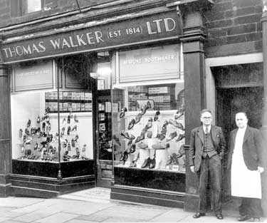 Thomas Walker Shoe Shop, King Street: Thomas Walker on left and Hubert Haigh on right