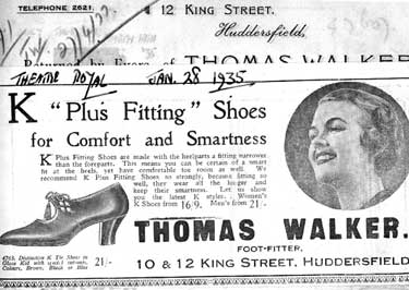Thomas Walker Shoe Shop Advert pasted on Returns Note