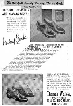 Thomas Walker Shoe Shop Advert from Huddersfield County Borough Police Guild