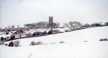 Emley in snow, Huddersfield