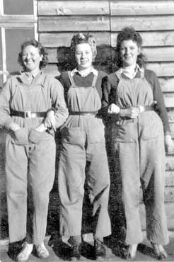WW2 Home Front: Women's Land Army - outside the hostel at Leeming Bar, North Yorkshire.