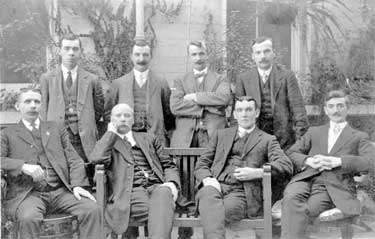 Jim (2nd from left, back row), Stoker for Marshall K Marshalls, a Ravensthorpe Textile Mill (Grandfather of Jenny Staples (nee Broadbent)