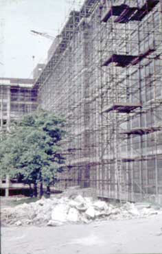 Construction of the Huddersfield Royal Infirmary - west side viewed from car park