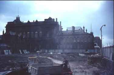 Town Hall side elevation after demolition of Public Health Department, Corporation Street, Huddersfield