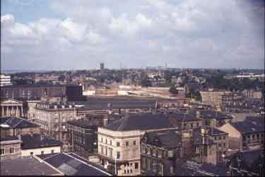 Looking towards the construction of the under pass at Fitzwilliam Street - viewed from the roof of the YMCA building, Huddersfield