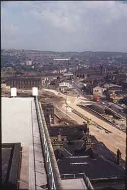 Looking towards the rail viaduct, Northgate/Bradford Road - viewed from the roof of the YMCA building, Huddersfield