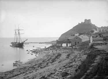 Criccieth Castle with boat