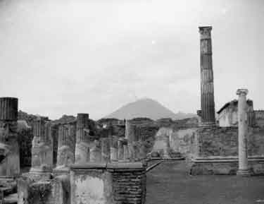 Pompeii, Temple of Apollo and Venus with Vesuvius in the background