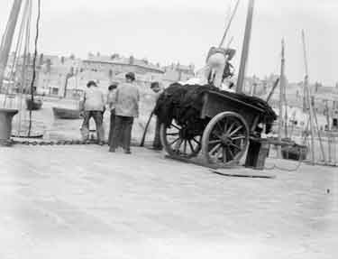 St Ives, unloading nets on the pier