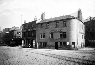The Cherry Tree Hotel and the Plough Inn, Temple Street now Westgate, Huddersfield.