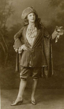 Doreen Cannings (aged 14 years), as Prince Charming in "Cinderella" pantomime at the Theatre Royal, Dewsbury.