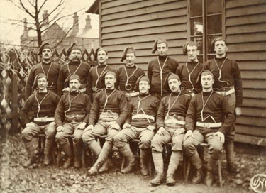 Group photograph - Boer War, First Batley detachment volunteers for South Africa.