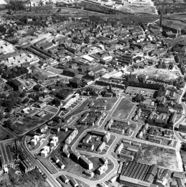 Areal shot of Batley - Batley Town Centre.
