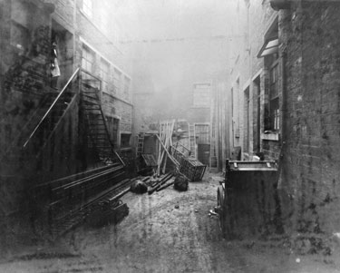 Heptonstalls Buildings, Brook street - South view of Spinning Rooms from the East Yard in Heptonstall "Relating to the declaration of John Henry Hanson and Albert Kirk, taken on the ninth day of June 1892 before Mr John F. Brigg, Justice of the Peace".  