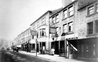 The White Lion Hotel and the Sun Inn, Cross Church Street, Huddersfield - The Sun Inn was rebuilt in 1891/2.  