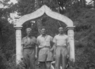 Wartime Archive of Reg Stone of Skelmanthorpe: Snowy, Reg Stone, and Tom – Mamyo, Burma.