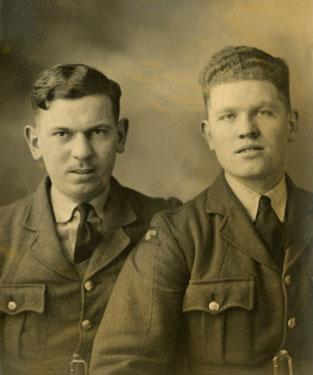 Wartime Archive of Reg Stone of Skelmanthorpe: Bill Good and Reg Stone – taken during their time at Training Camp, Boscombe, Bournemouth. 