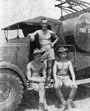 Wartime Archive of Reg Stone of Skelmanthorpe: Crash Tender Crew at Mingaladon Airstrip, Rangoon, Burma.