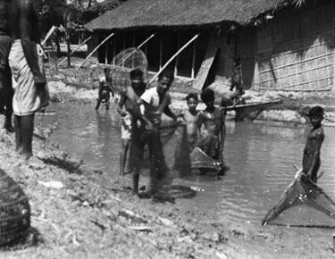 Royal Air Force 1543805 R.O. Stone East Bengal and Burma 1943-1946: Black and White Negatives of various photographs taken over that period –Making time to go fishing, Comilla, East Bengal. 
