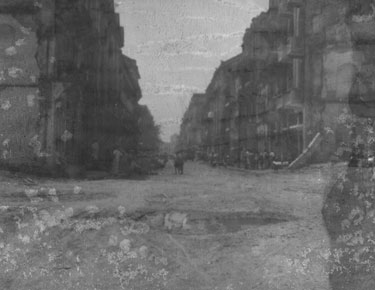 Royal Air Force 1543805 R.O. Stone East Bengal and Burma 1943-1946: Black and White Negatives of various photographs taken over that period – Entering Rangoon’s heavily bombed Main Street, which fell during May 1945, after the defeat of Japan in June 1945 – “Pot holes galore and a few Mines.” 