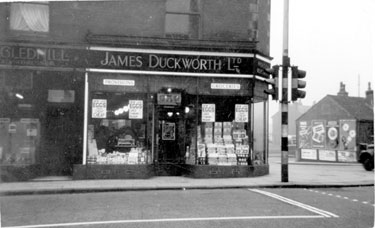 Album containing the various retail outlets currently/once owned by Mrs Duff's Family - James Duckworth Ltd, Lowerplace