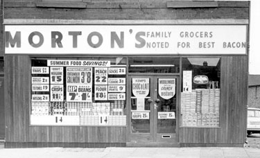 Album containing the various retail outlets currently/once owned by Mrs Duff's Family - Morton's Family Grocers - Goose Green, Wigan