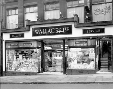 Album containing the various retail outlets currently/once owned by Mrs Duff's Family - Wallaces Ltd, Central Branch - Huddersfield