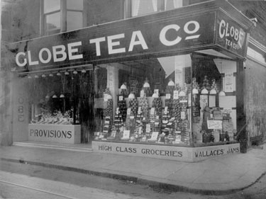 Album containing the various retail outlets currently/once owned by Mrs Duff's Family - Globe Tea Co., High Class Groceries - Wombwell, South Yorkshire