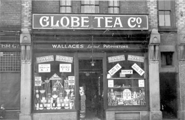 Album containing the various retail outlets currently/once owned by Mrs Duff's Family - Globe Tea Co. - Victoria Buildings, Clay Cross, Derbyshire