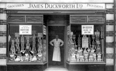 Album containing the various retail outlets currently/once owned by Mrs Duff's Family - James Duckworth Ltd - Adswood (Heinz Baby Food Display)