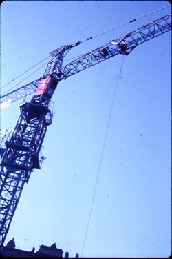Broken crane cable -
