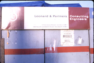Sign: Leonard & Partners, Consulting Engineers - Queensgate Market/Piazza, Princess Alexandra Walk, Huddersfield
