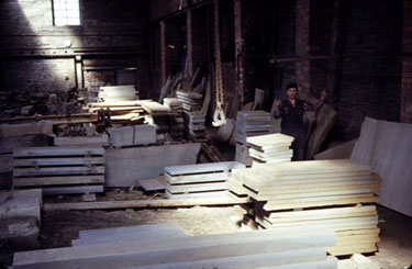 Stone sawn up and ready for sale, Harris Woods Stone Cutting Mill, Shepley.