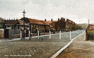 A collection of twelve colour postcards, comprising of various views of Ravensthorpe - New School, Ravensthorpe.