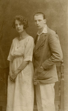 Harold and Louie Laycock (nee Briggs), daughter of Sarah Louisa and Hartley Briggs - Photograph taken whilst staying on the Isle of Man. 