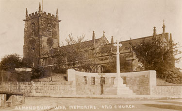 War Memorial and Church, Almondbury, Huddersfield.