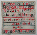 View: ksp00004 An unframed sampler signed Jane Roberts, Age 11. St George's School; mid to late Victorian; with alphabet and numbers.
